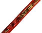 Free Shipping Thin Red Ribbon Sewing Sari Border Dress Lace Craft Decorated Beaded Indian Trim Dress Material By The Yard - RT57E
