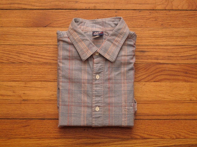 mens vintage levis plaid oxford shirt