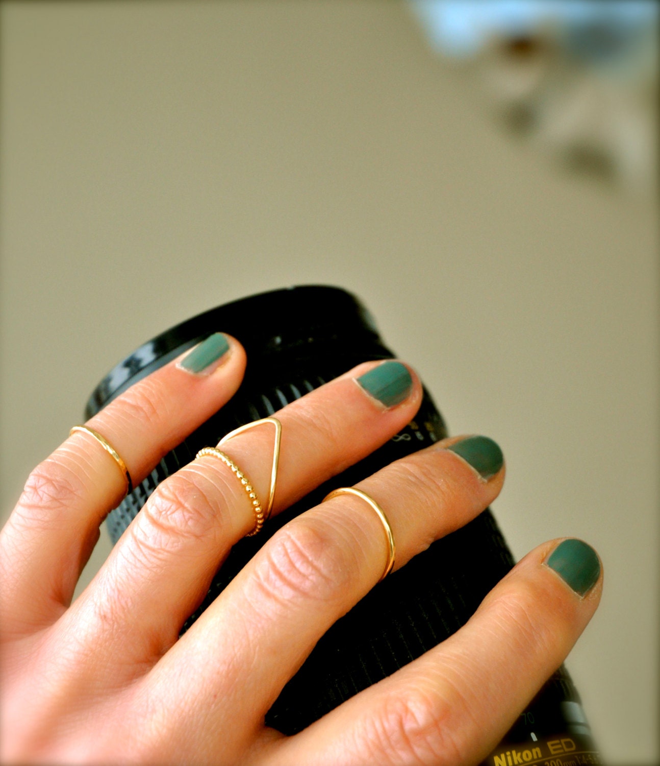 Knuckle Rings, Adjustable, Gold Fill 14K, Set of 3