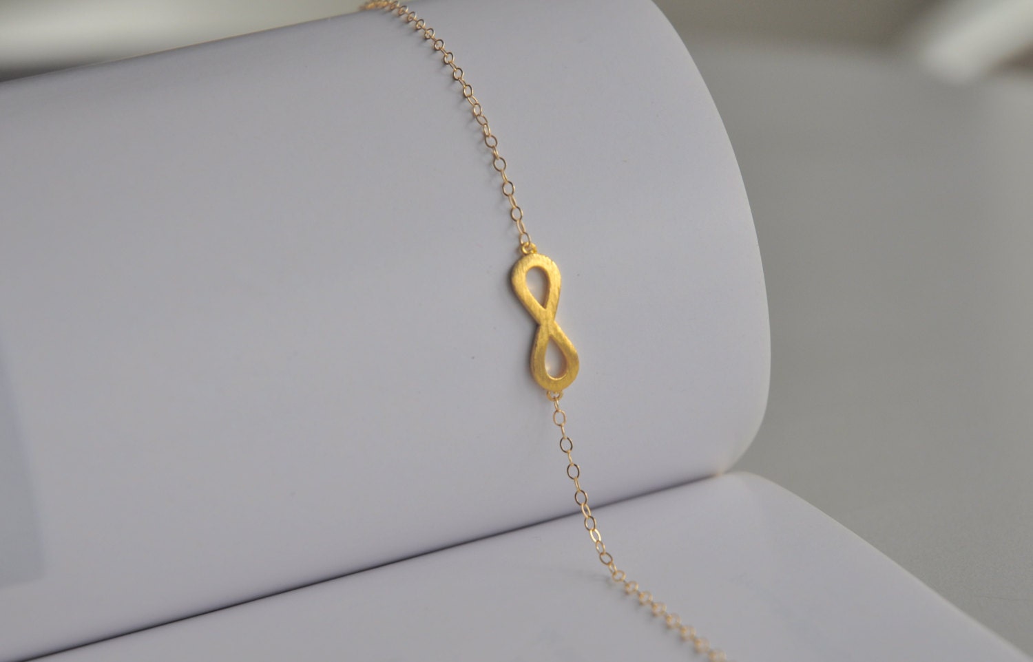 Gold Sideways Infinity Necklace, 14k Gold Filled