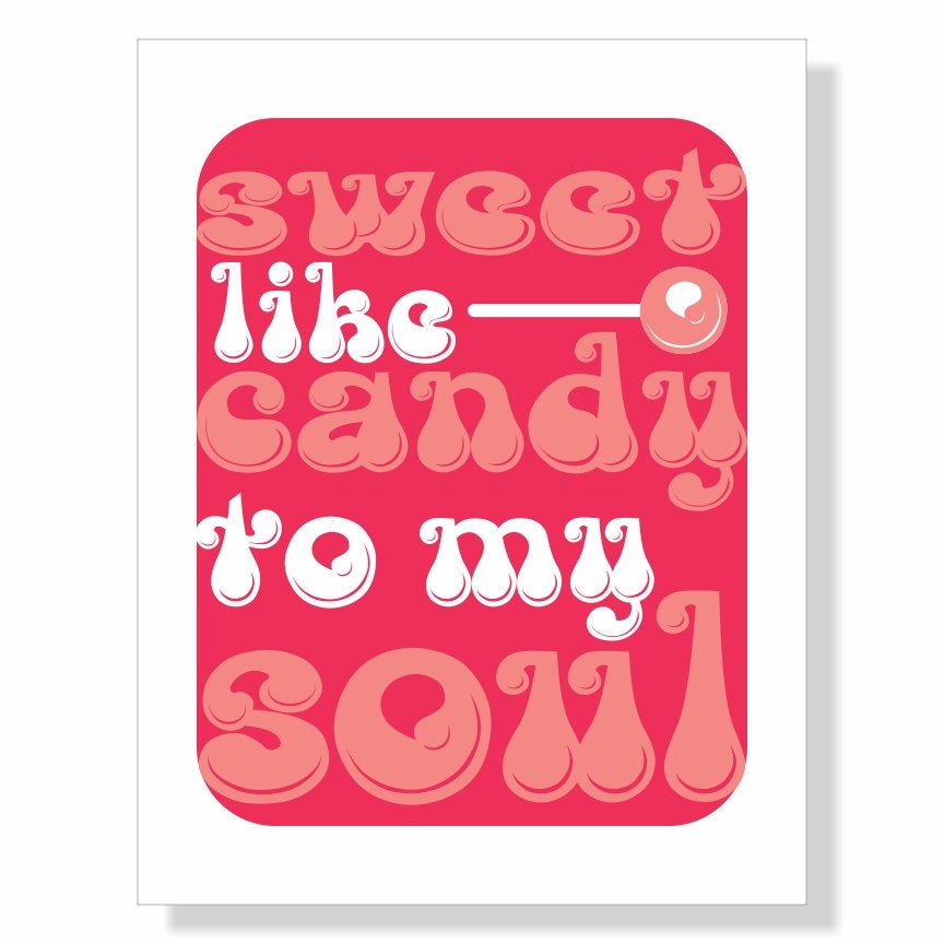 Typography Art Print in neon candy red pink white - Sweet Like Candy - wedding song lyrics marriage engagement nursery baby wall art