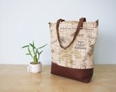 Summer Tote Bag No.1 -- Tommy Bahamas Map Outdoor Canvas with Leather Straps & Leather Bottom