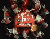 UGA, Georgia Bulldogs, Home Sweet Home, Football Season, Sports Wreaths, Deco Mesh Wreath, Poly Mesh Wreaths - Item 737