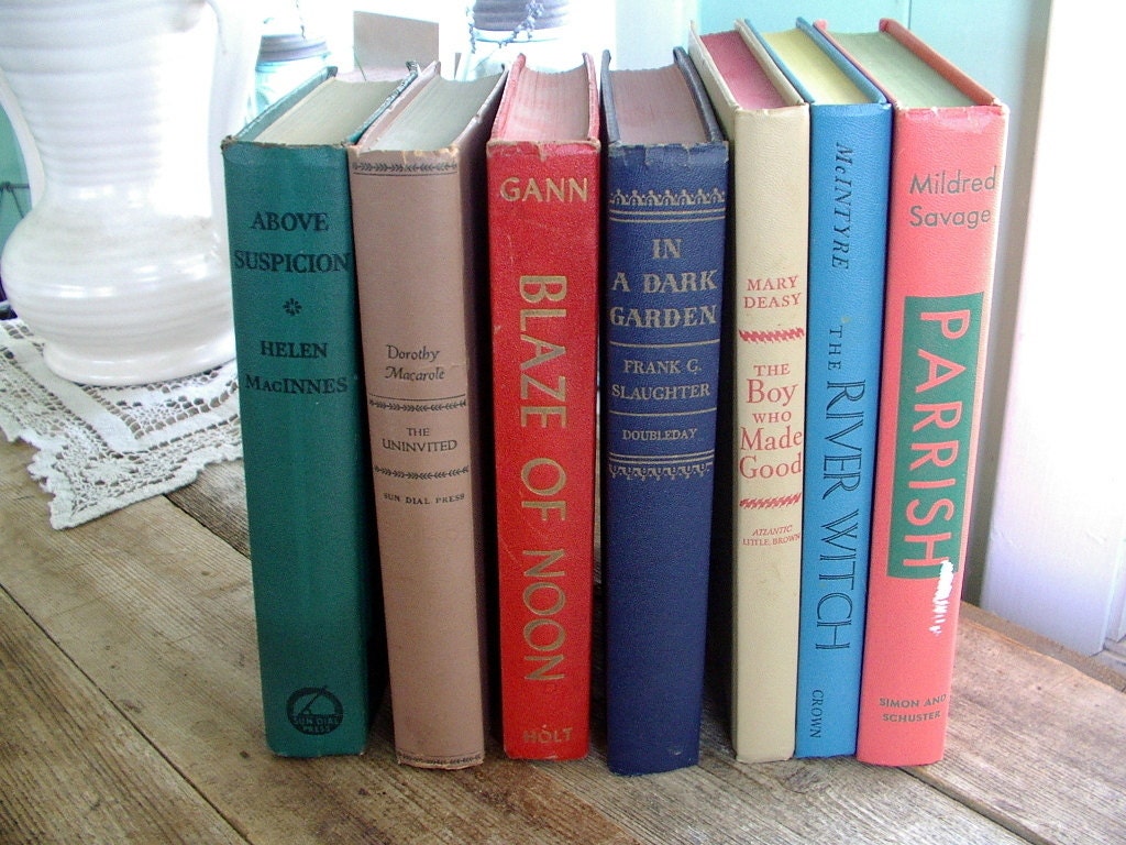SALE )) another nice lot 7 vintage 1940s 1950s fiction novels Savage Deasy McIntyre Macarole MacIness Gann Slaughter