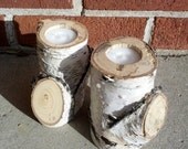 SALE Large Birch Tea Light Holders X 2
