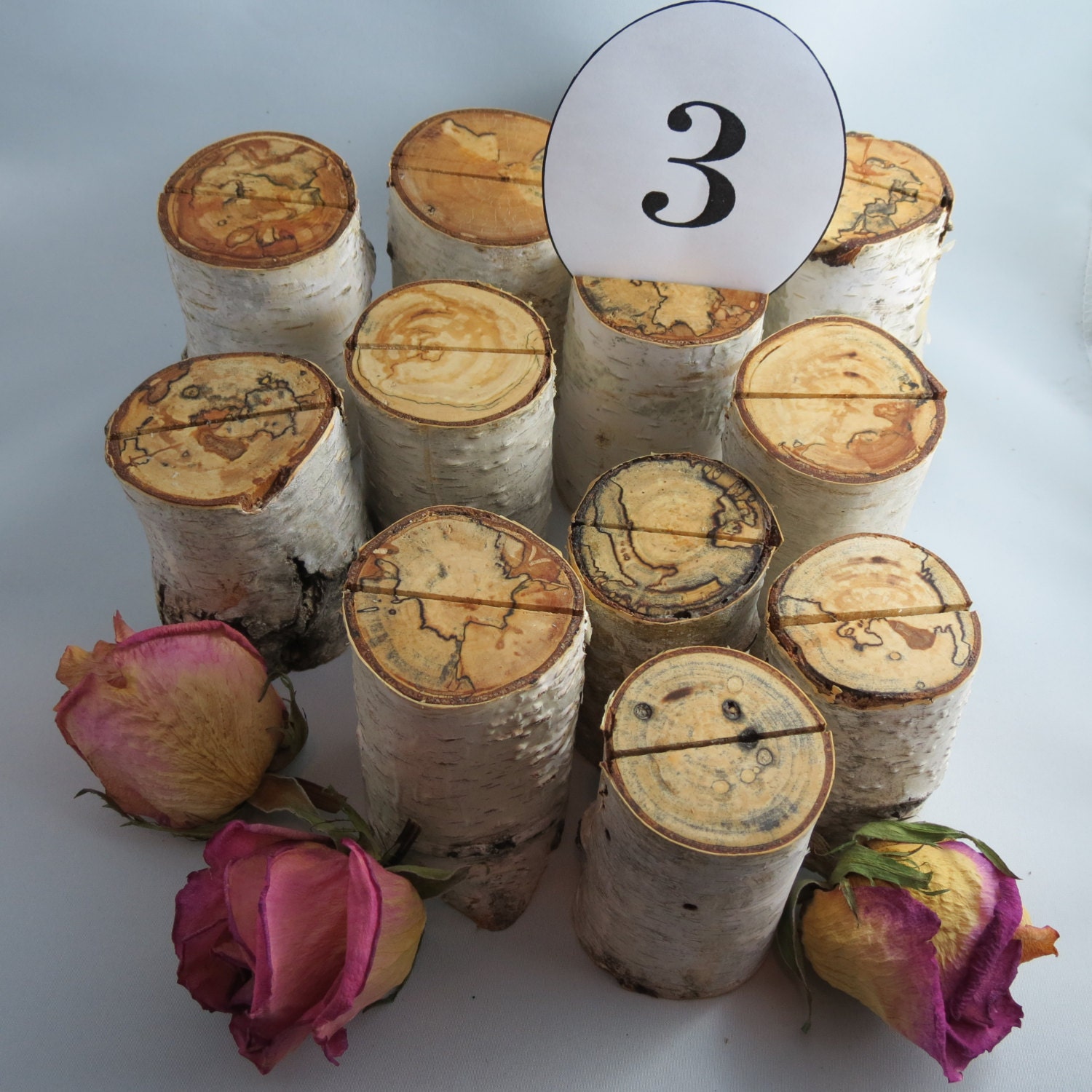 Rustic Birch Tree Table Number Holders, Wedding Table Decor, Rustic Wedding