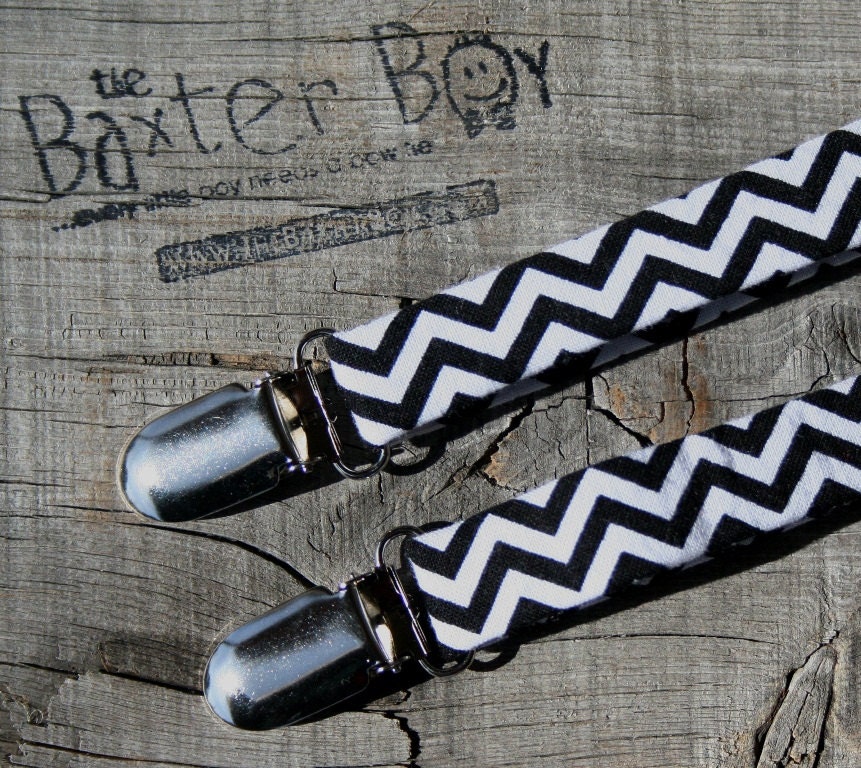 Black and White chevron suspenders, little boy suspenders - photo prop, wedding, ring bearer, accessory