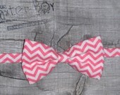 Salmon Pink and White chevron bow tie, little boy bow tie - photo prop, wedding, ring bearer, accessory