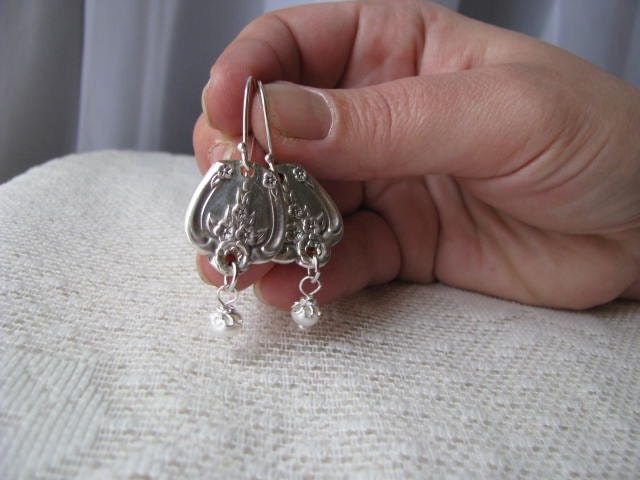 Spoon Earrings - Spoon Jewelry - Flatware Jewelry - "Magnolia" by Rogers & Bros., 1951 - Short and Lightweight