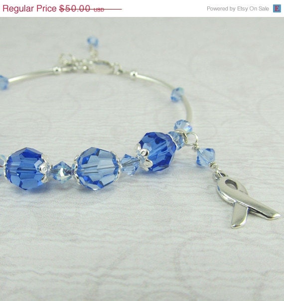 15% OFF Blue Prostate Cancer Awareness Silver Ribbon Bracelet