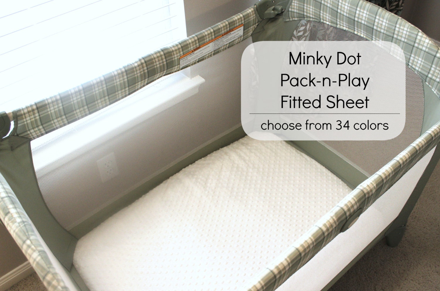 Minky Fitted Pack-n-Play/ Play Yard Sheet- YOU PICK COLOR