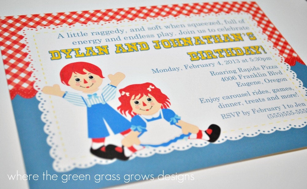 Raggedy Anne and Andy Invitations