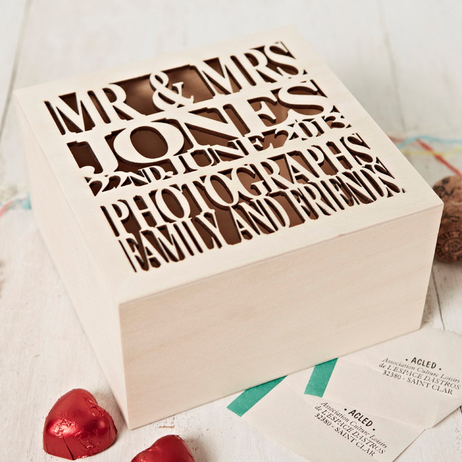 Personalised Wooden Wedding Keepsake Box - Medium