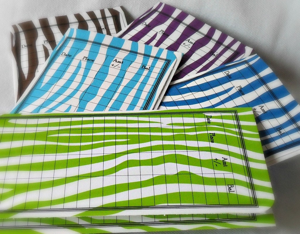 Money Envelope, Debit Card Balance Tracker, Receipt Holder -- ZEBRA Print, PICK 3