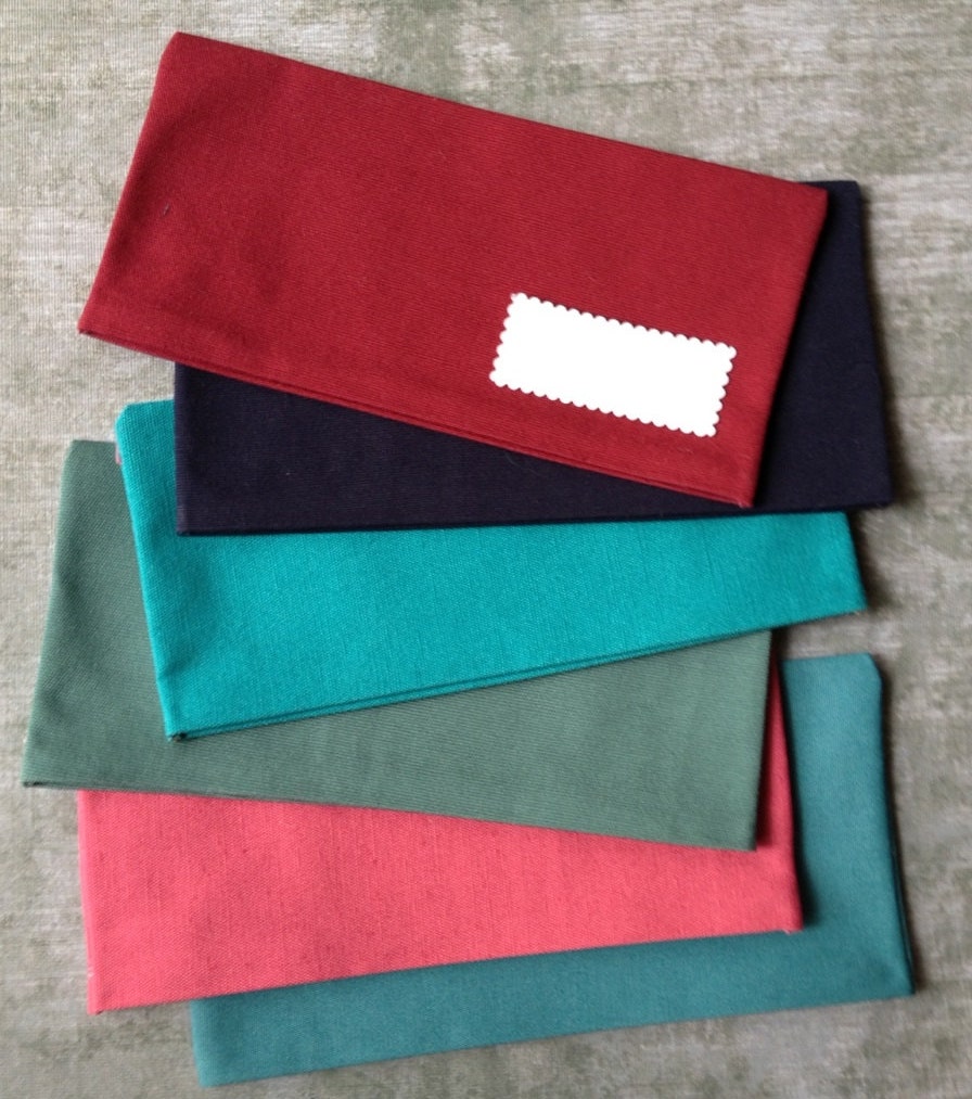 Ready To Ship RTS // SIX Solid Fabric Cash Envelopes for Paper Currency