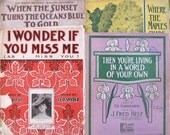 4 Vintage Antique Piano Sheet Music 1900s all over 100 years old