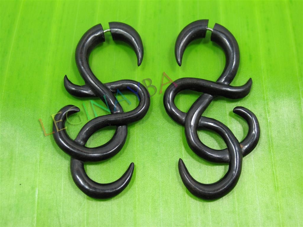wooden tribal earrings