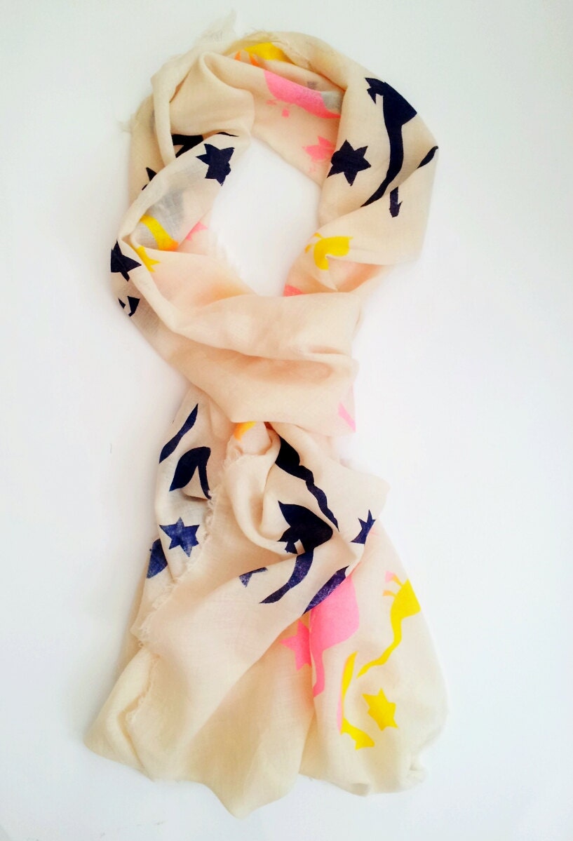 Blue Fluorescent Swan Star Scarf