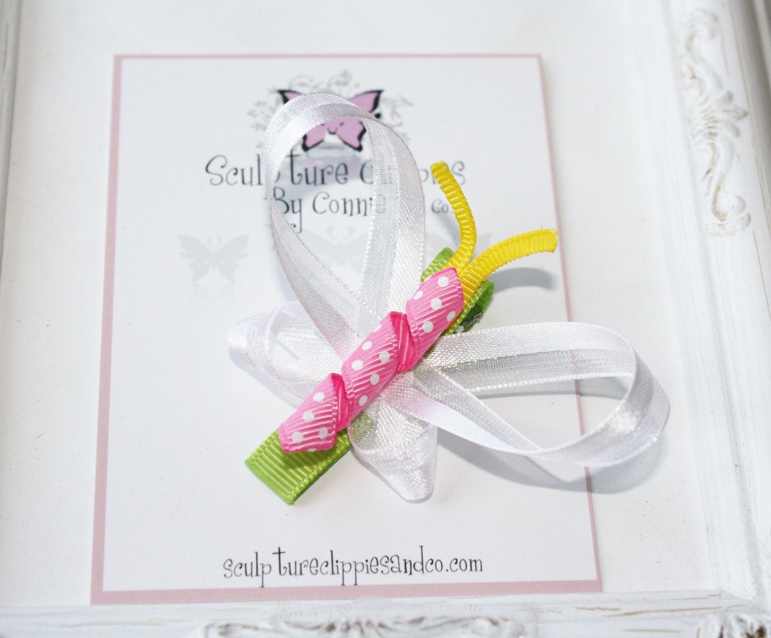Spring Organza Butterfly Ribbon Sculpture Hair Bow Clip. Spring Summer Butterfly Bow. Free Ship Promo.
