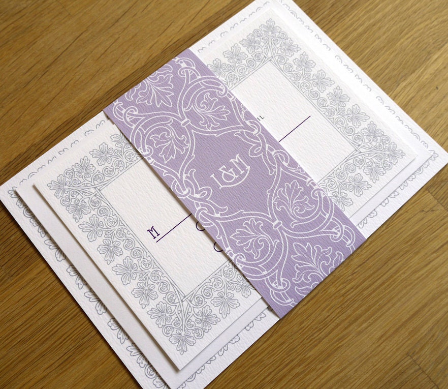 Art Nouveau / Art Deco Wedding Invitation - 'Vintage Border' Design - One Sample