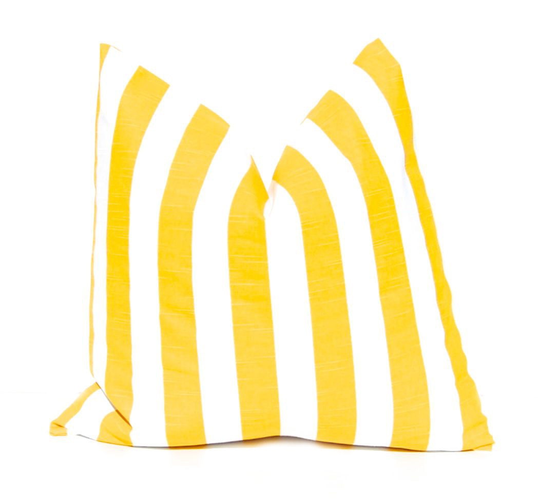 Euro Sham Decorative Throw Pillow Cover One 24 x 24 Beach Decor Stripe Yellow on White Slub Premier Prints