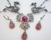 DRAGON NECKLACE  Dragons Breath Silver Dragon Necklace Set