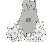 grey bears - by elizabeth pawle - fine art giclee print of my original illustration in gouache and ink