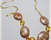 Natural Amber Citrine and Bird eye agate necklace OOAK