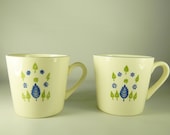 Vintage Swiss Chalet, Swiss Alpine Mugs - Set of 2- 1950s