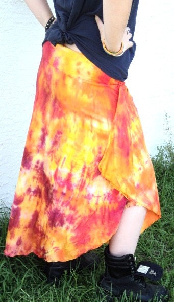 Sunrise Hued Cotton Lotus Skirt