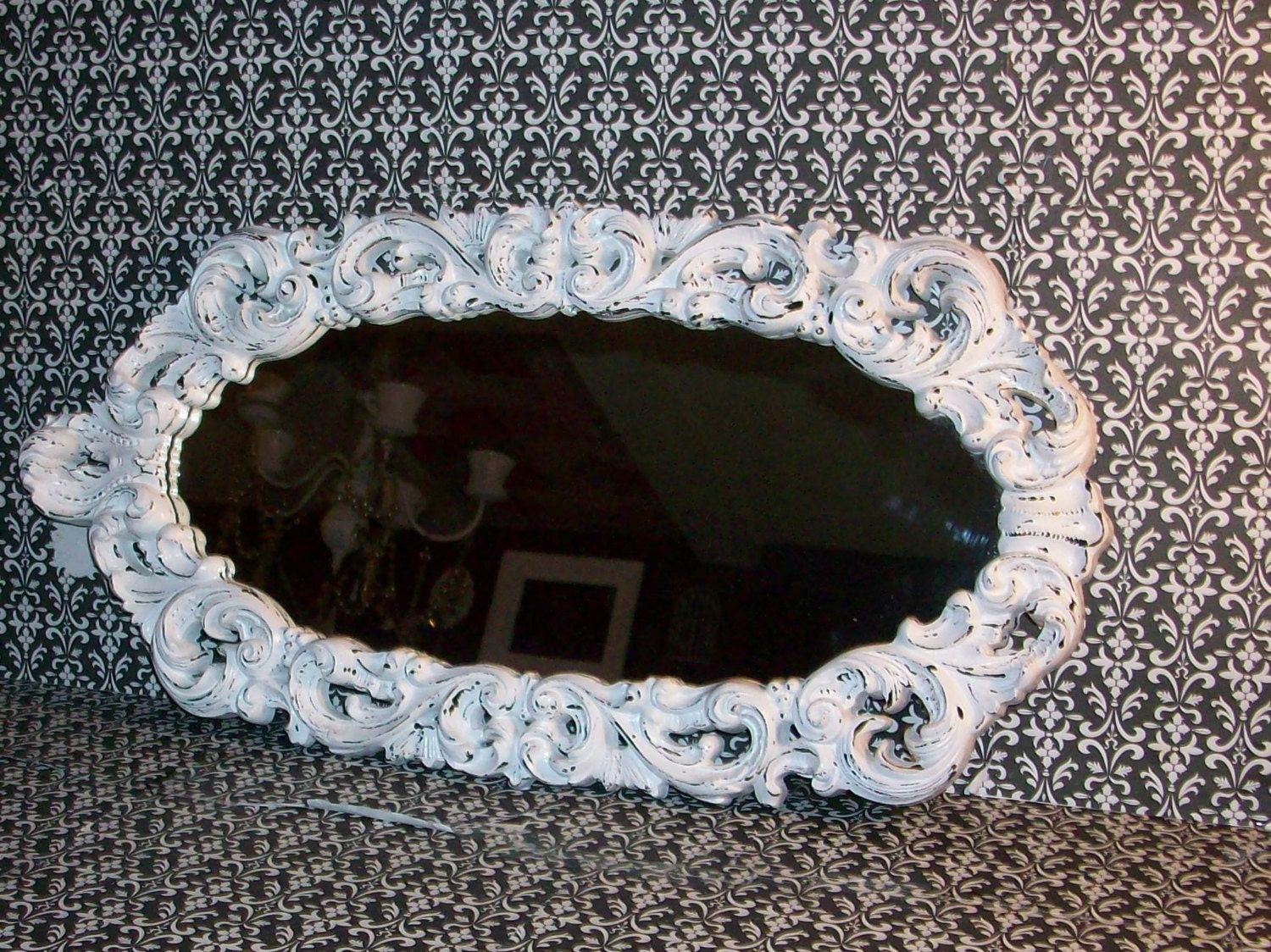 Shabby Chic Chippy White Wall Mirror