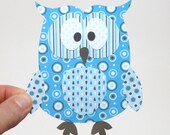 Paper Owl Printable - Blue Layered Papercraft Embellishment