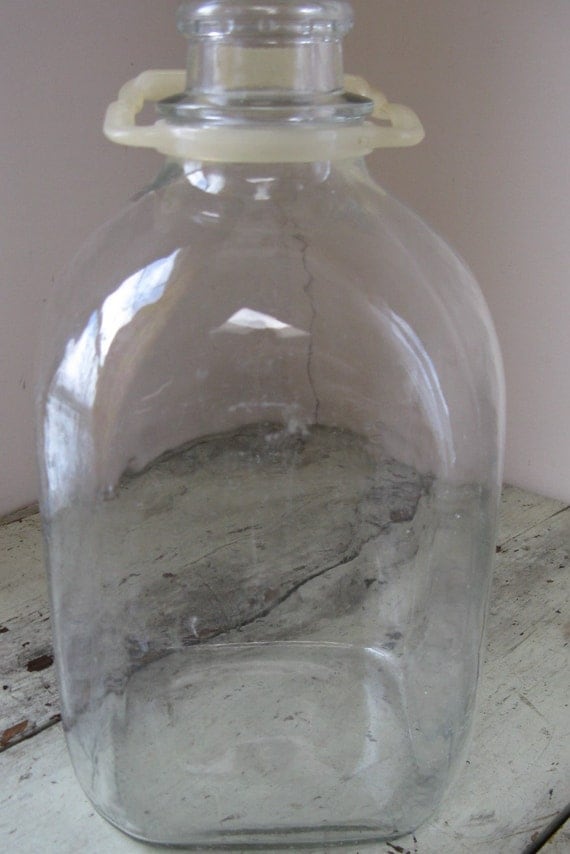 glass gallon milk jug clear glass jug plastic by rivertownvintage