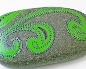 Hand Painted Green and Purple Scroll Work Rock