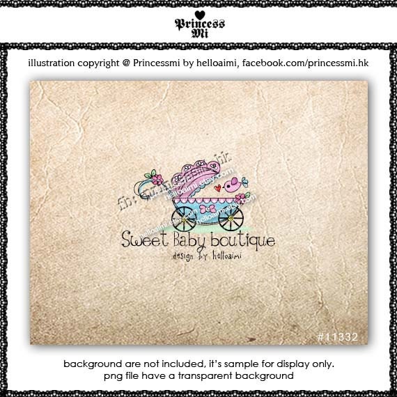 Custom Premade Logo Design - cute bird baby pram illustration for  business boutique logo online shop logo by princess mi logo1133-2