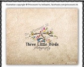 Custom Premade Logo Design - sketch hand drawn three birds camera logo swirl photography business logo boutique by princess mi logo1234-6