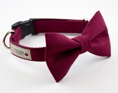 Classic Solid Burgundy Wedding Dog Bowtie Collar