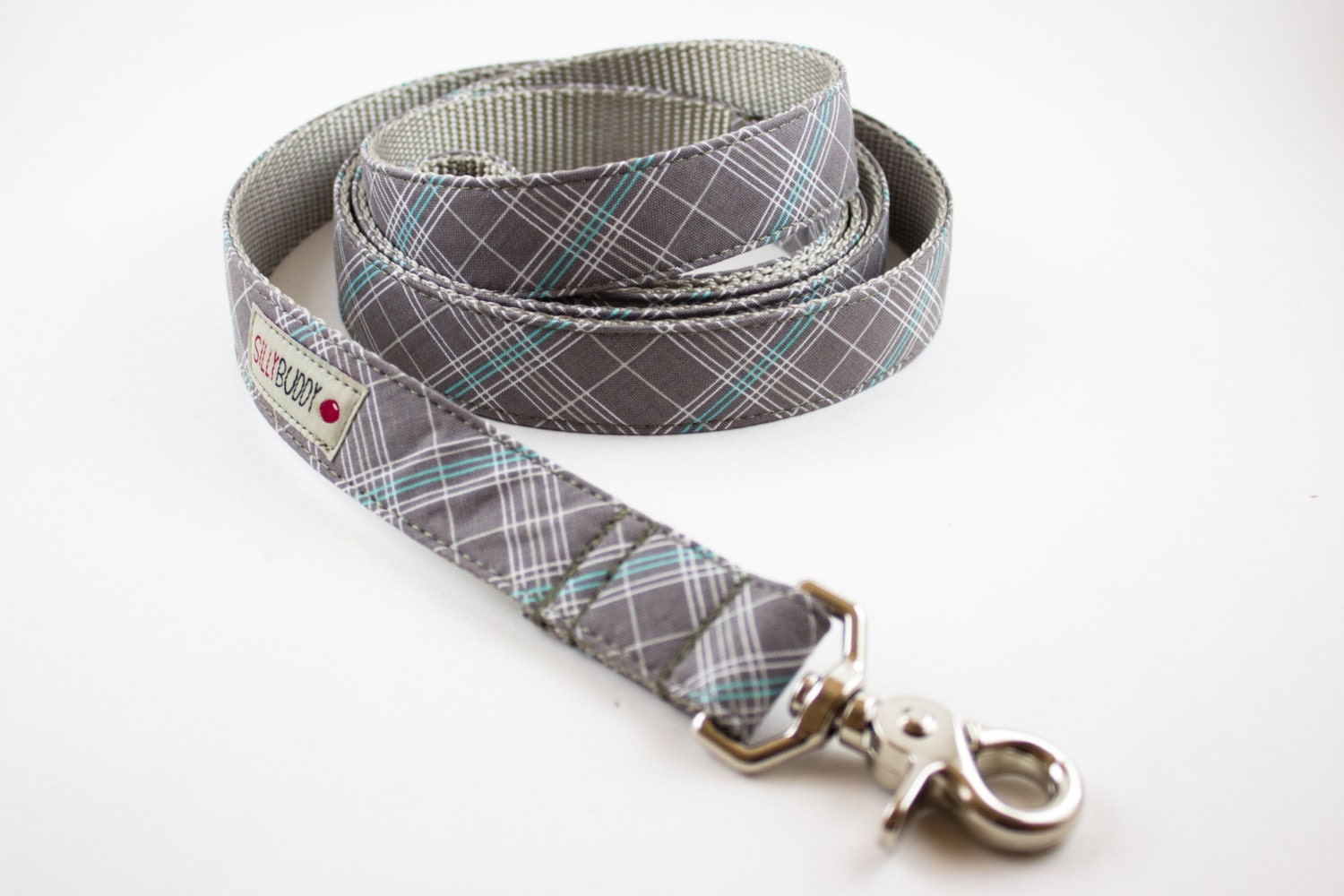 Grey Plaid Dog Leash