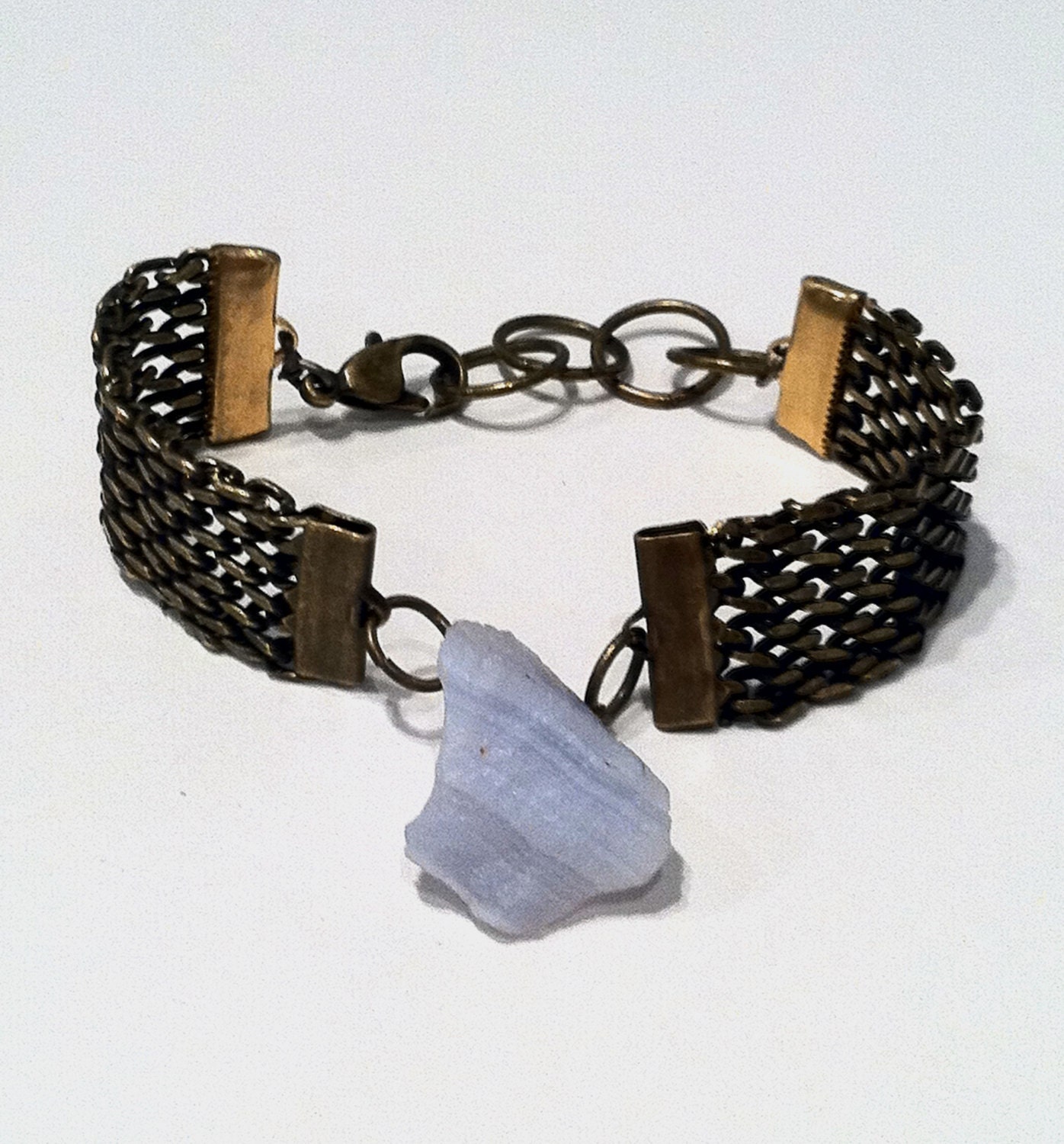 Meteorite Bracelet - Antiqued Brass Chain and Amethyst