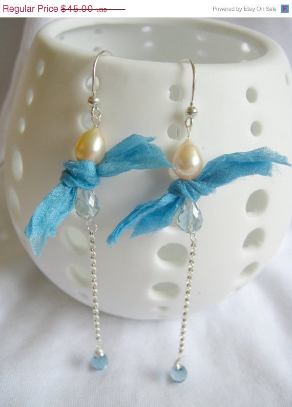 SALE Blue Dream-Long Dangle Earrings,Long London blue topaz, Swiss blue topaz Earrings Dangle Sterling Silver