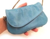 Turquoise Cellphone pouch, women clutch, turquoise hand purse, leather wallet