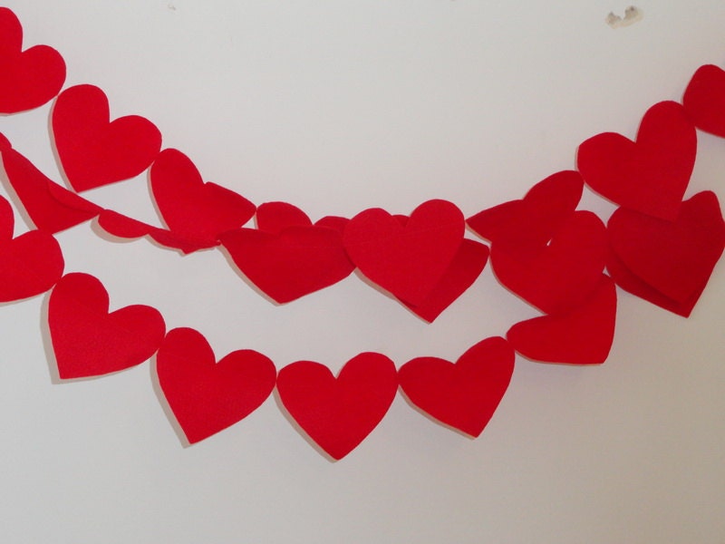 Valentines day decoration wedding decoration red felt heart garland kids room decor holiday decoration