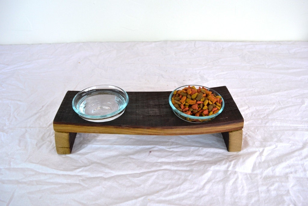 Wine Barrel stave cat serving dish V2 made from Napa Wine Barrels -100% recycled
