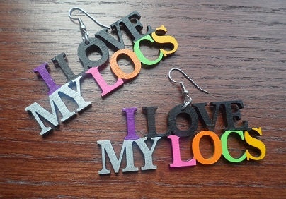 I Love My Locs Earrings Natural Wood