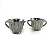 Vintage chromed glass cream and sugar set