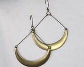 Half Moon Raw Brass Earrings with Antiqued Brass Earwires