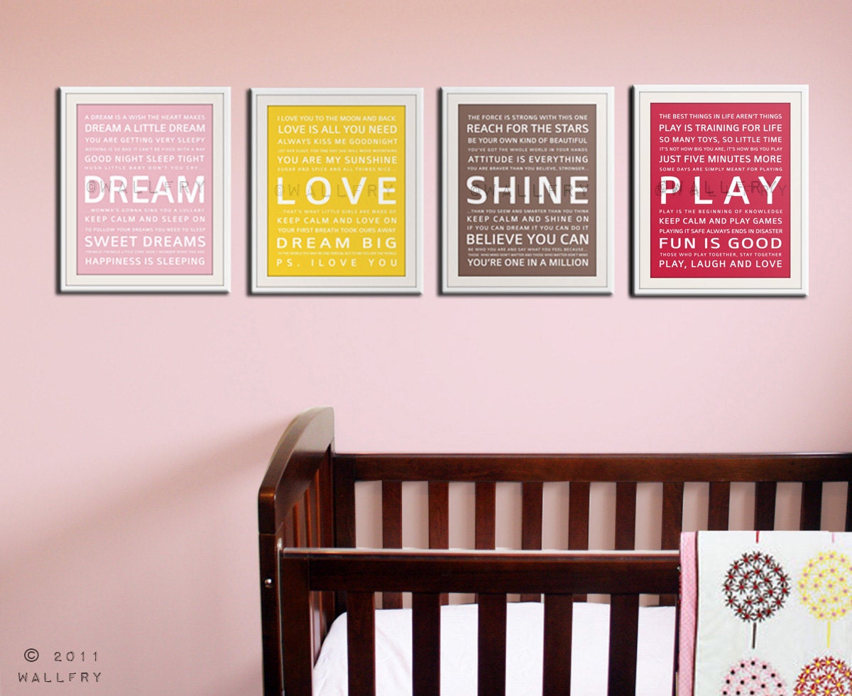 Typography art prints for kids playroom art. Kids Wall Art. Inspiration quote prints for children art. 4 - 11x14 Children Decor by Wallfry