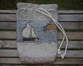 Antique postcard of the sea. Sepia Sailing Bag with multi way strap.