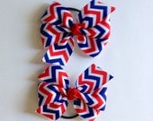Pick Your Favorite -  On Pair of 4th of July Medium 3" Hair Bows on Ponytail Elastics - Etsykids Team