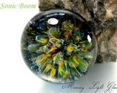 Large Glass Frit Implosion Cabochon, Sonic Boom, SRA, CL96